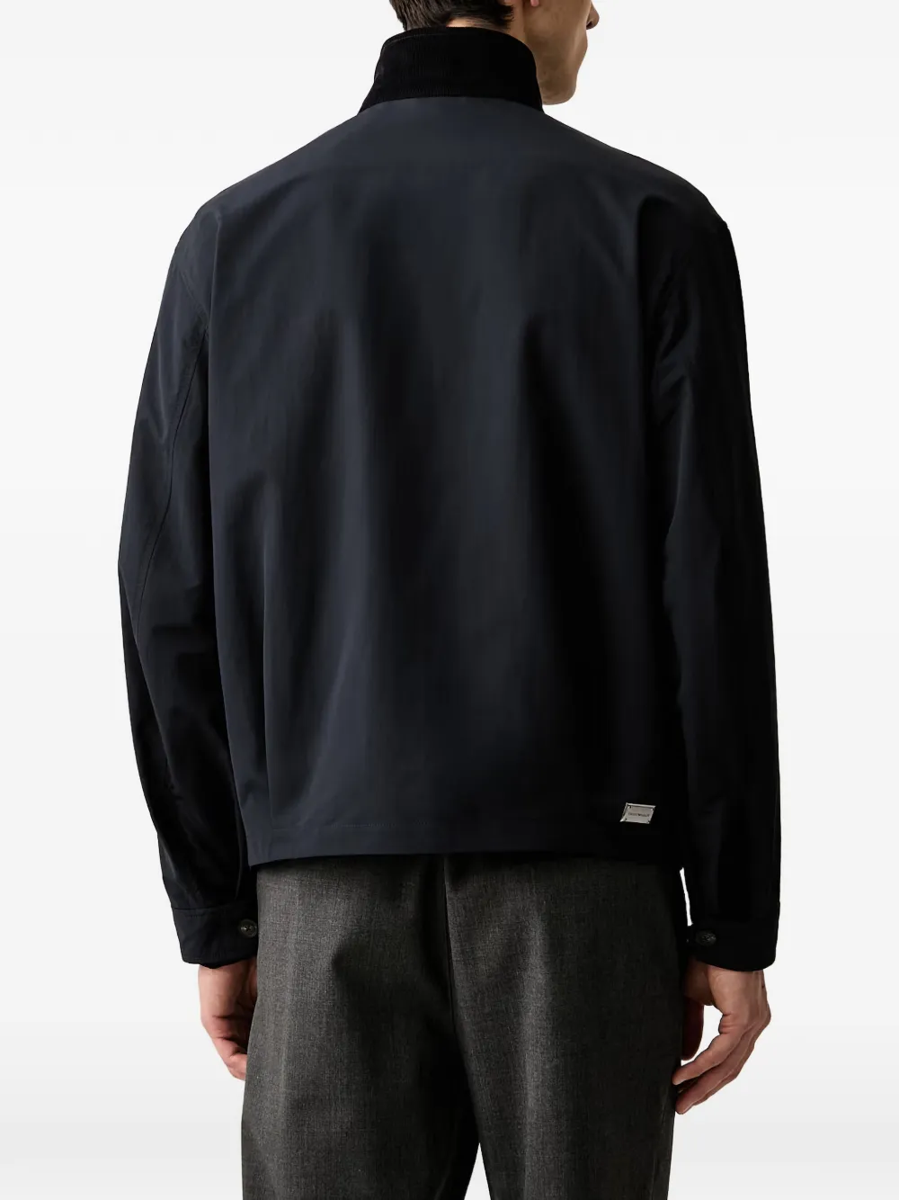 Emporio Armani Bomberjack met ribfluwelen kraag en rits Blauw