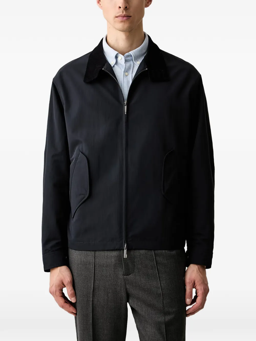 Emporio Armani blouson jacket with high collar and angled flap pockets - Blau