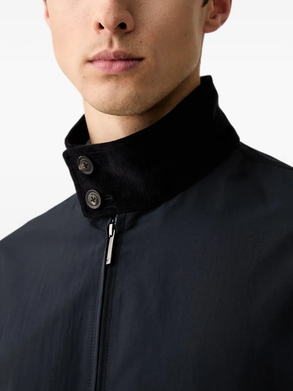 Emporio Armani Bomberjack met ribfluwelen kraag en rits Blauw