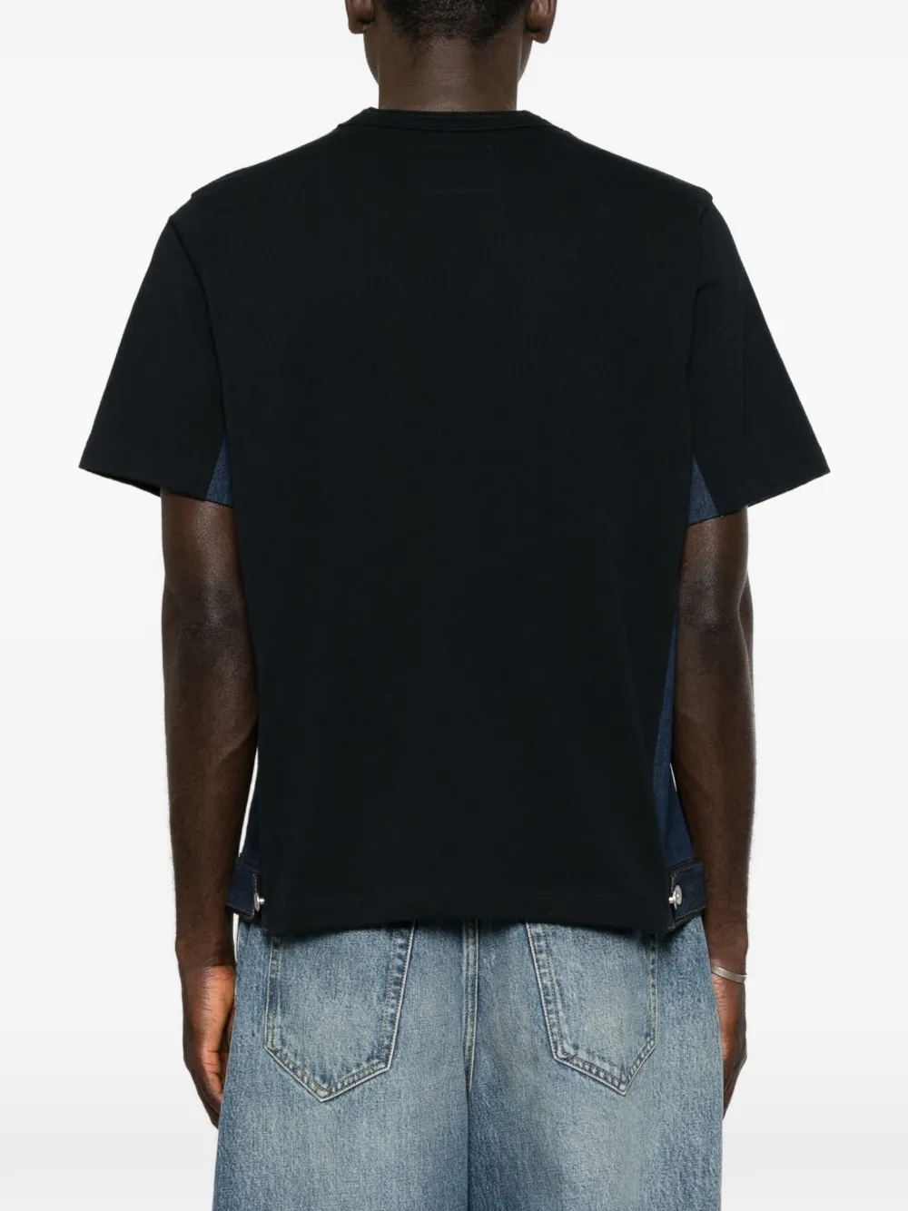 sacai T-shirt van denim en katoen Blauw