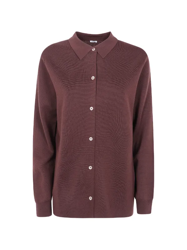 ASPESI Button-up Collared Cardigan in Brown