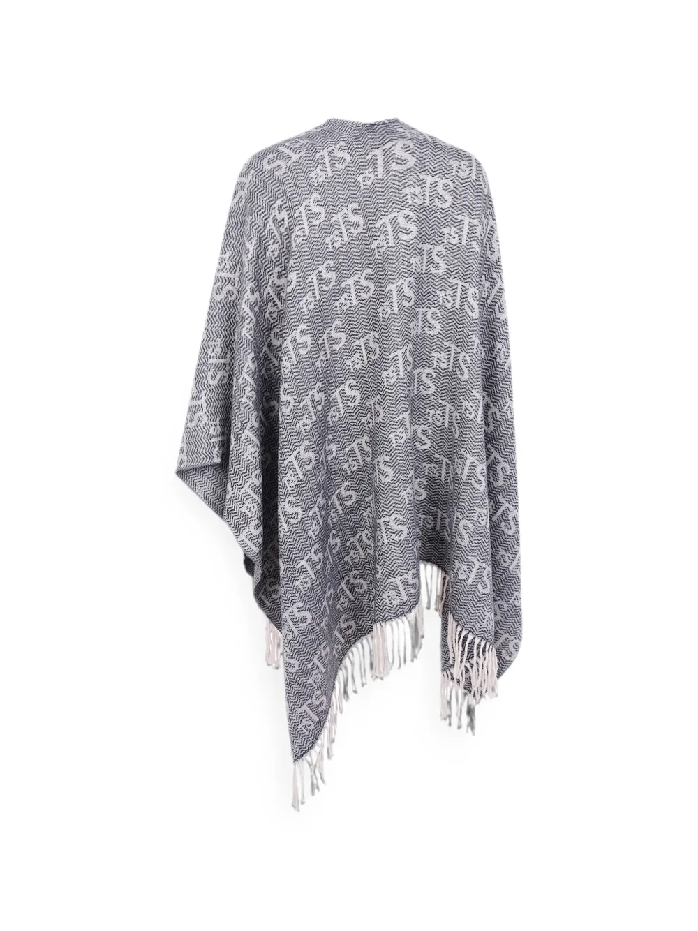 TWINSET Poncho met franje en logoprint Zwart