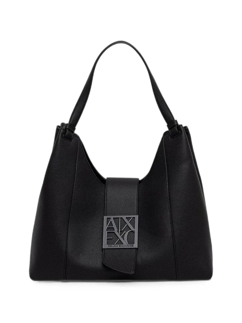 Armani Exchange logo-plaque pebbled tote bag - Nero