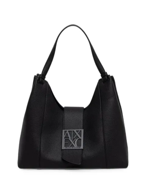 Armani Exchange logo-plaque pebbled tote bag