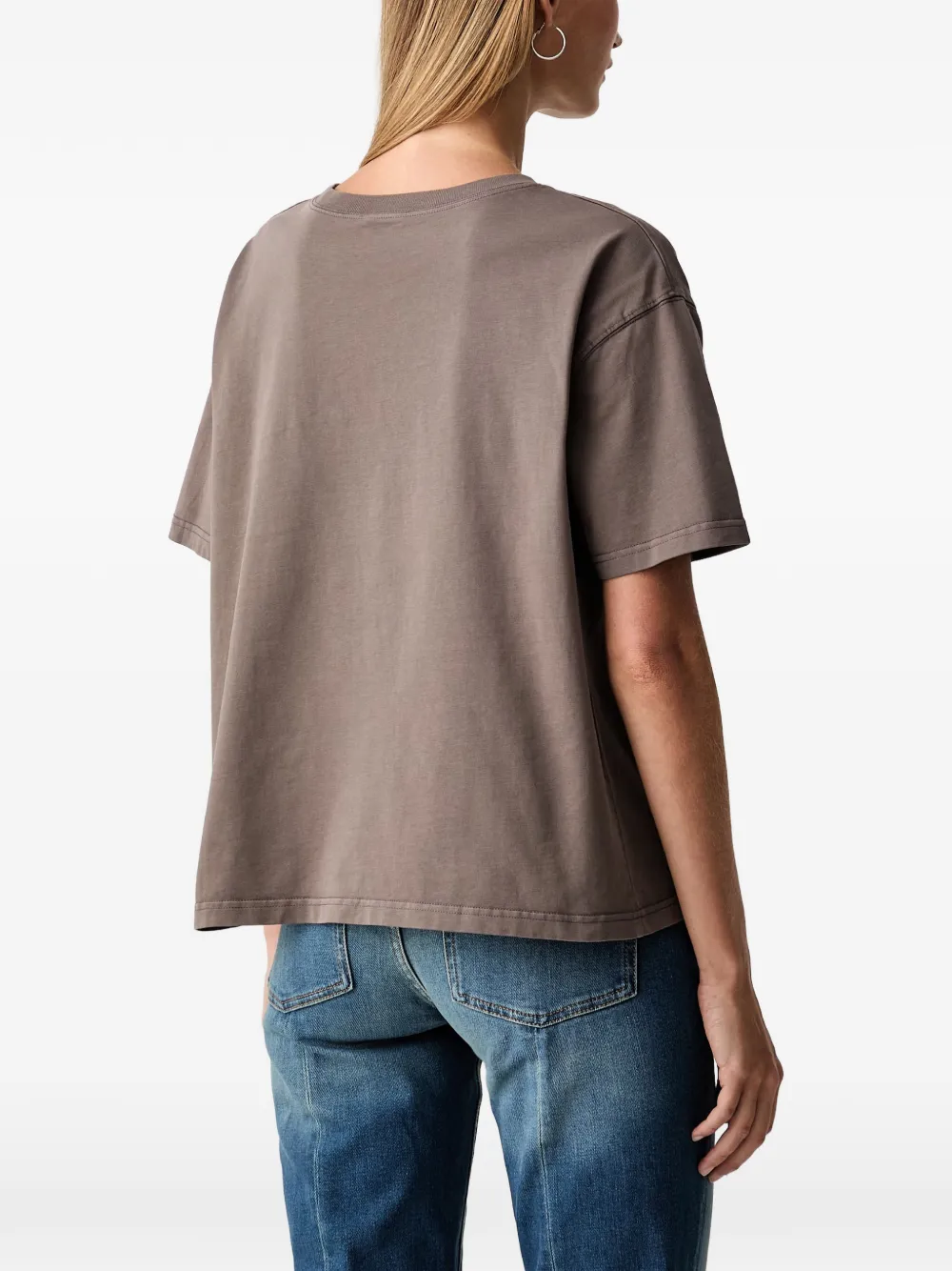 American Vintage Fizvalley T-shirt met ronde hals en korte mouwen Bruin