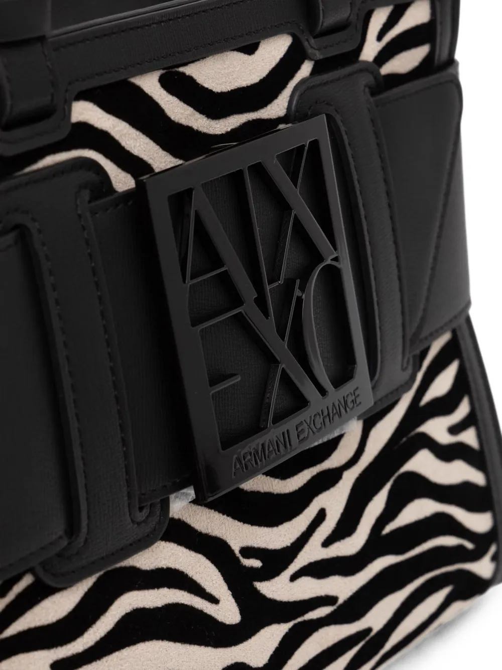 Armani Exchange Shopper met dierenprint en logo-plakkaat Zwart