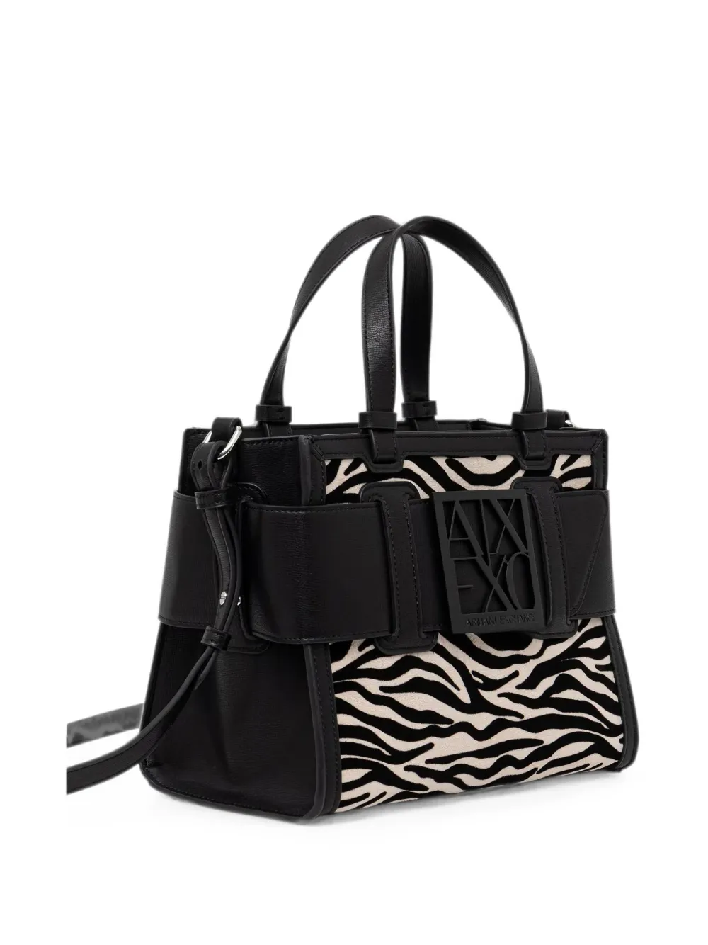 Armani Exchange Shopper met dierenprint en logo-plakkaat Zwart