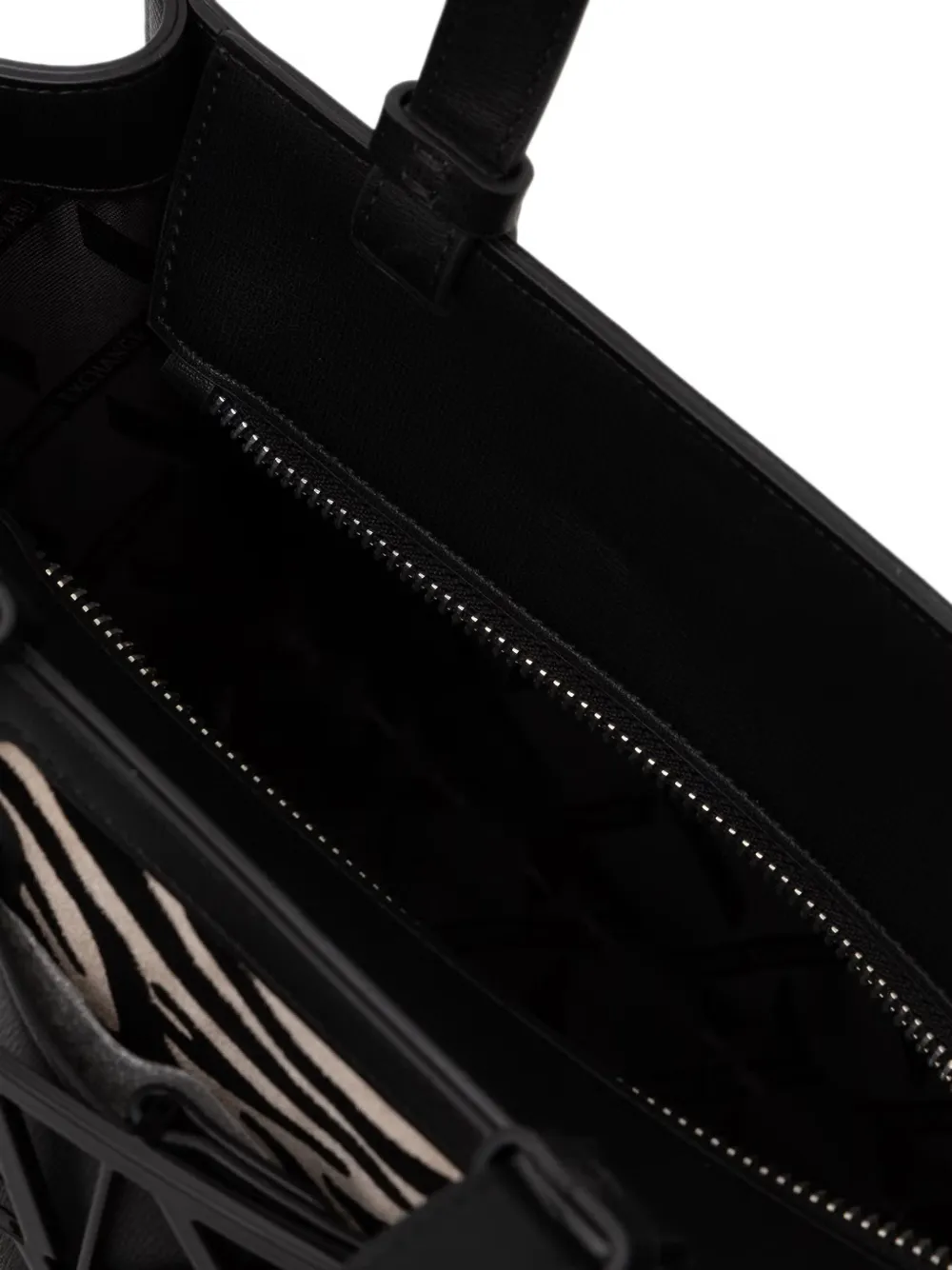 Armani Exchange Shopper met dierenprint en logo-plakkaat Zwart