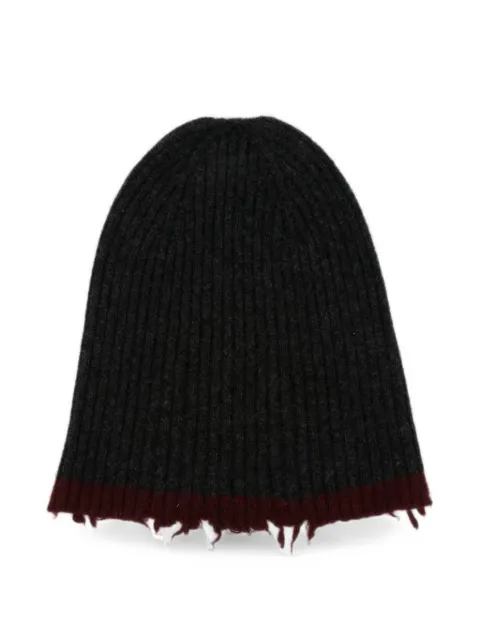Uma Wang ribbed-knit distressed beanie hat