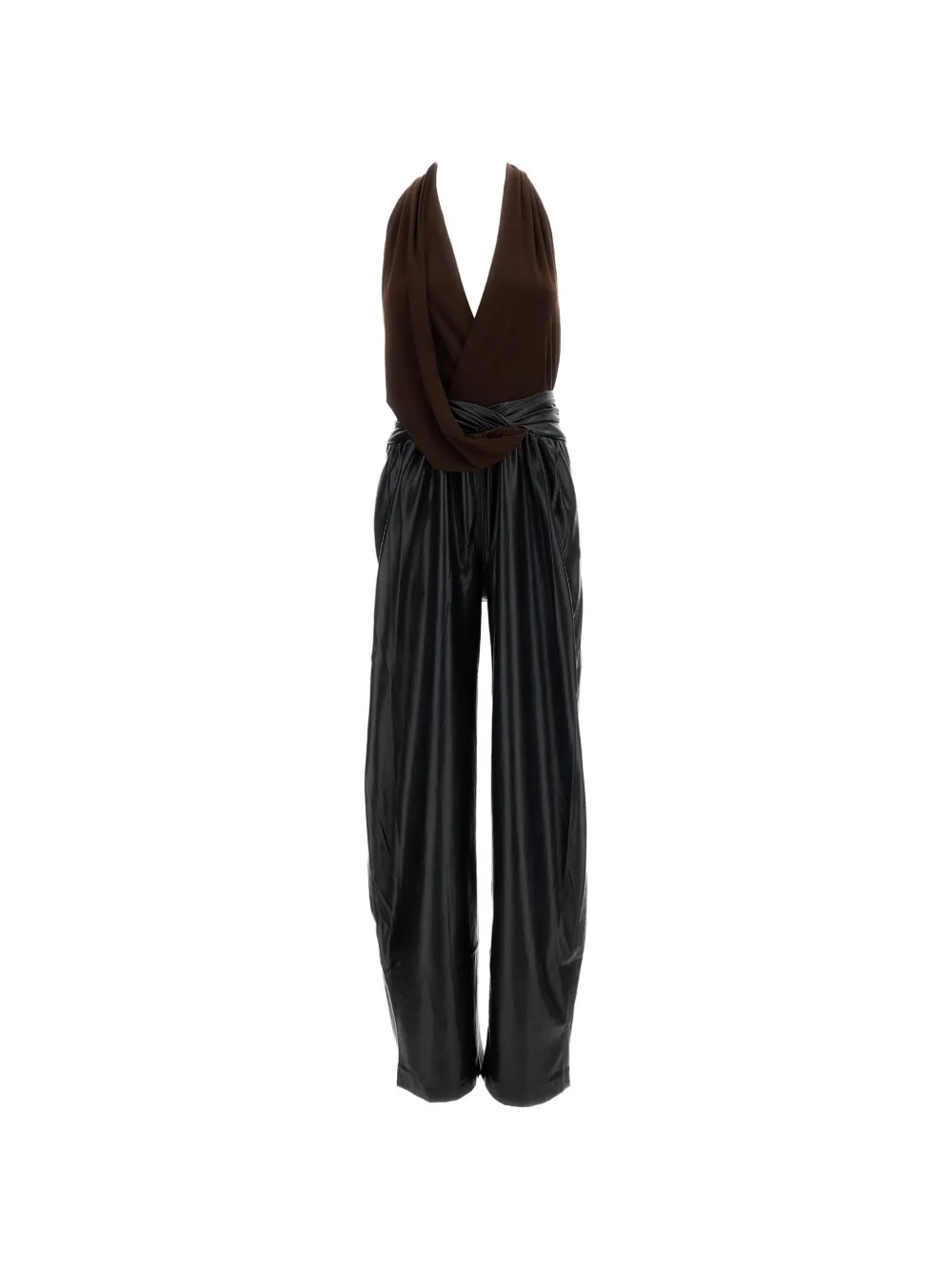 THE ANDAMANE Astral draped-waist jumpsuit - Marrone