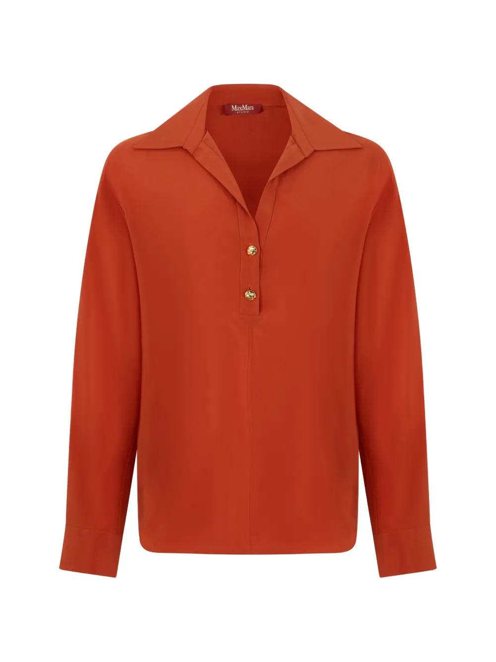 Max Mara button-placket long-sleeve blouse - Orange