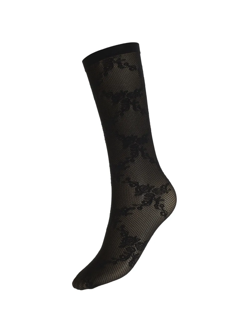 Wolford Floral-lace Net Socks In Black