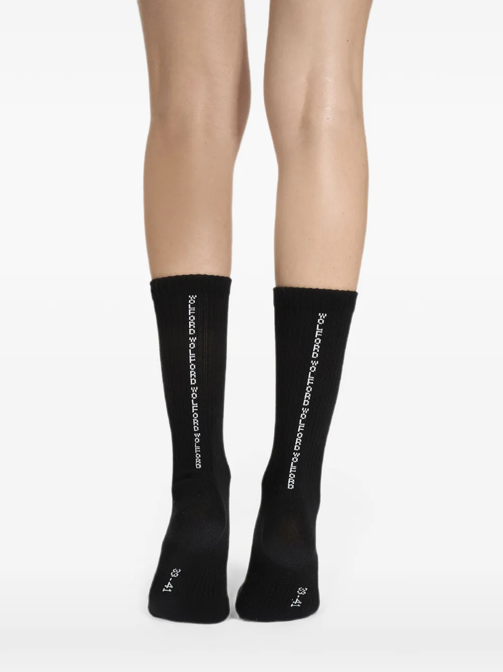 Wolford Geribbelde sokken met logoprint Zwart