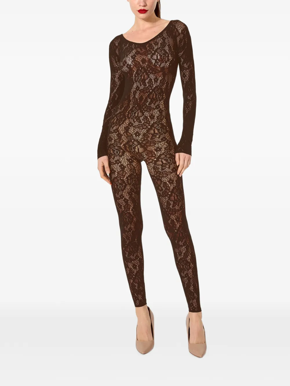 Wolford Tuta intera a fiori - Marrone