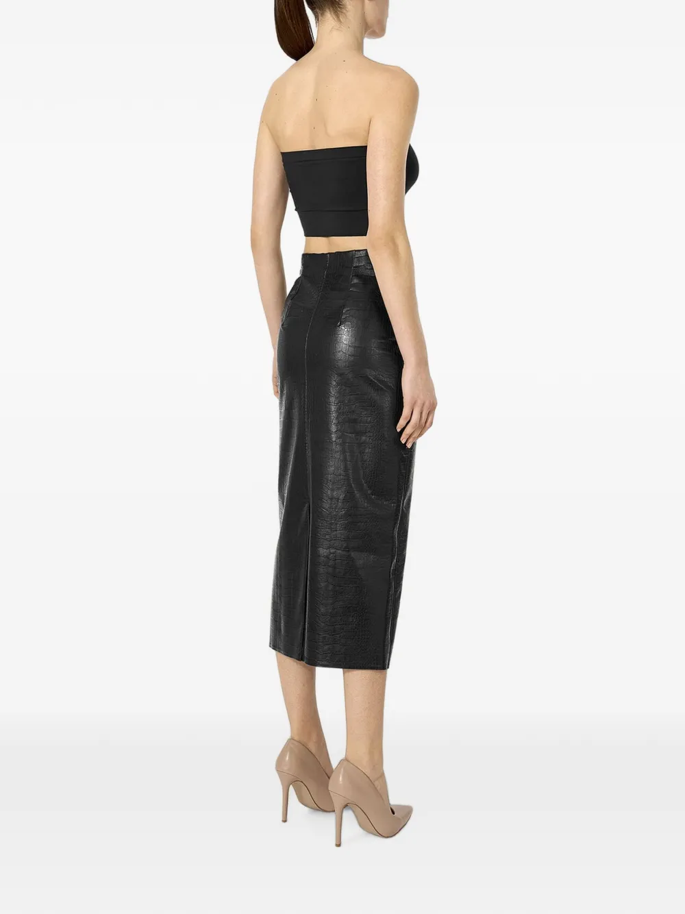 Wolford Midi-kokerrok met krokodillen-effect Zwart