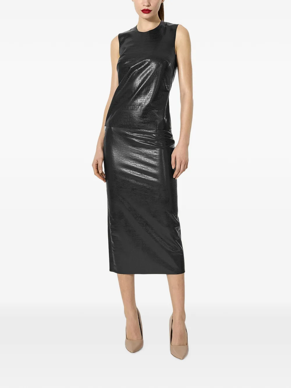 Wolford Mouwloze tanktop met alligator-effect Zwart
