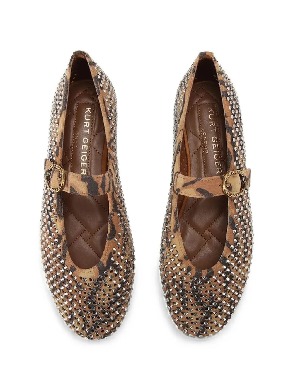 Kurt Geiger London Mayfair crystal-embellished ballet flats Beige