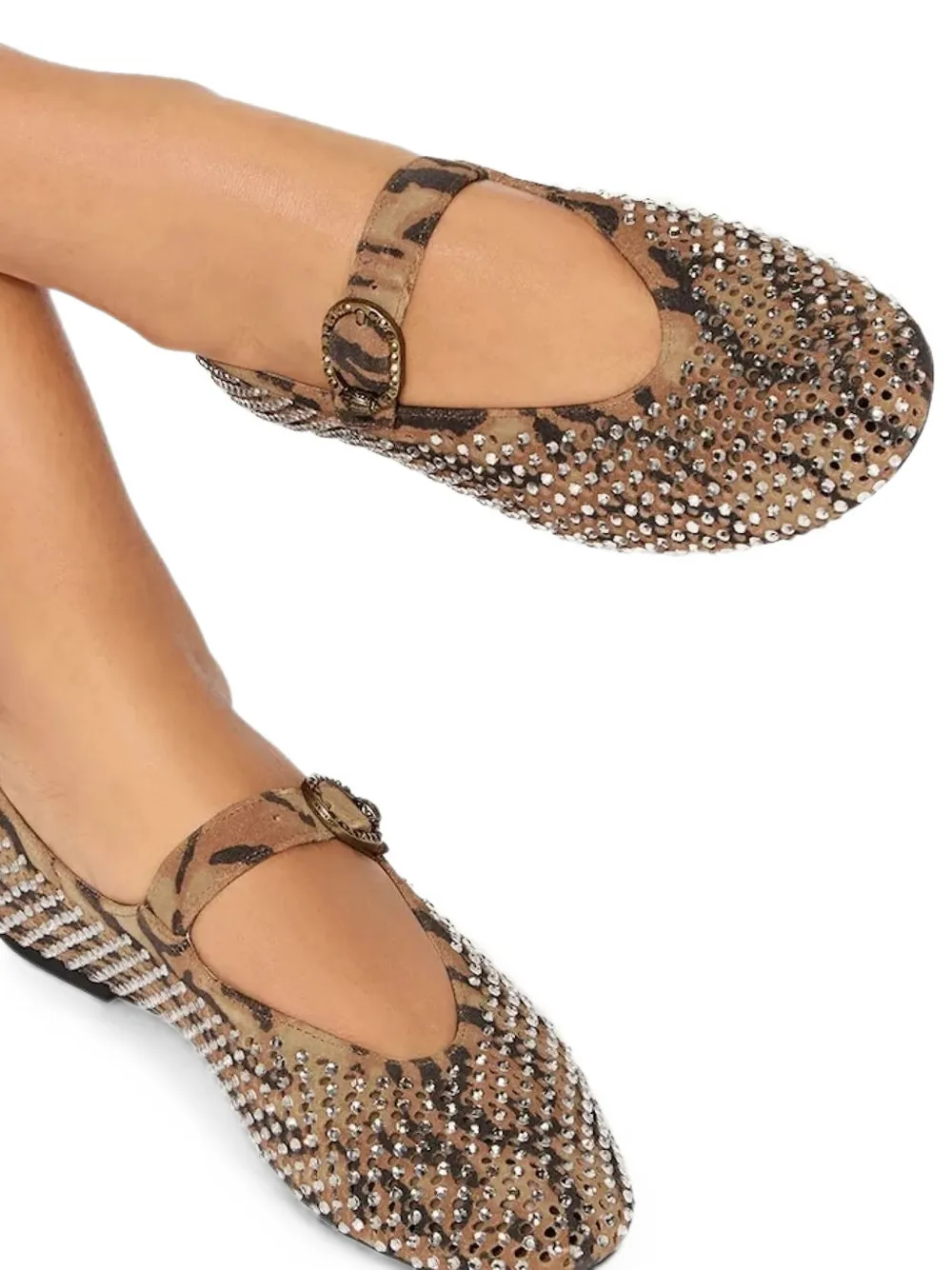 Kurt Geiger London Mayfair crystal-embellished ballet flats Beige
