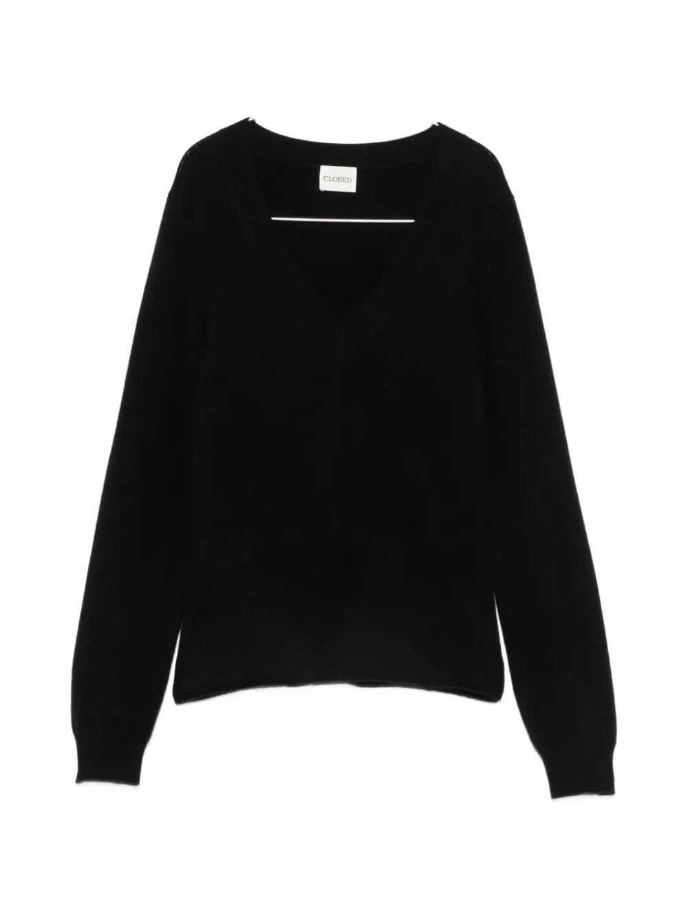 Closed V-neck sweater - Schwarz