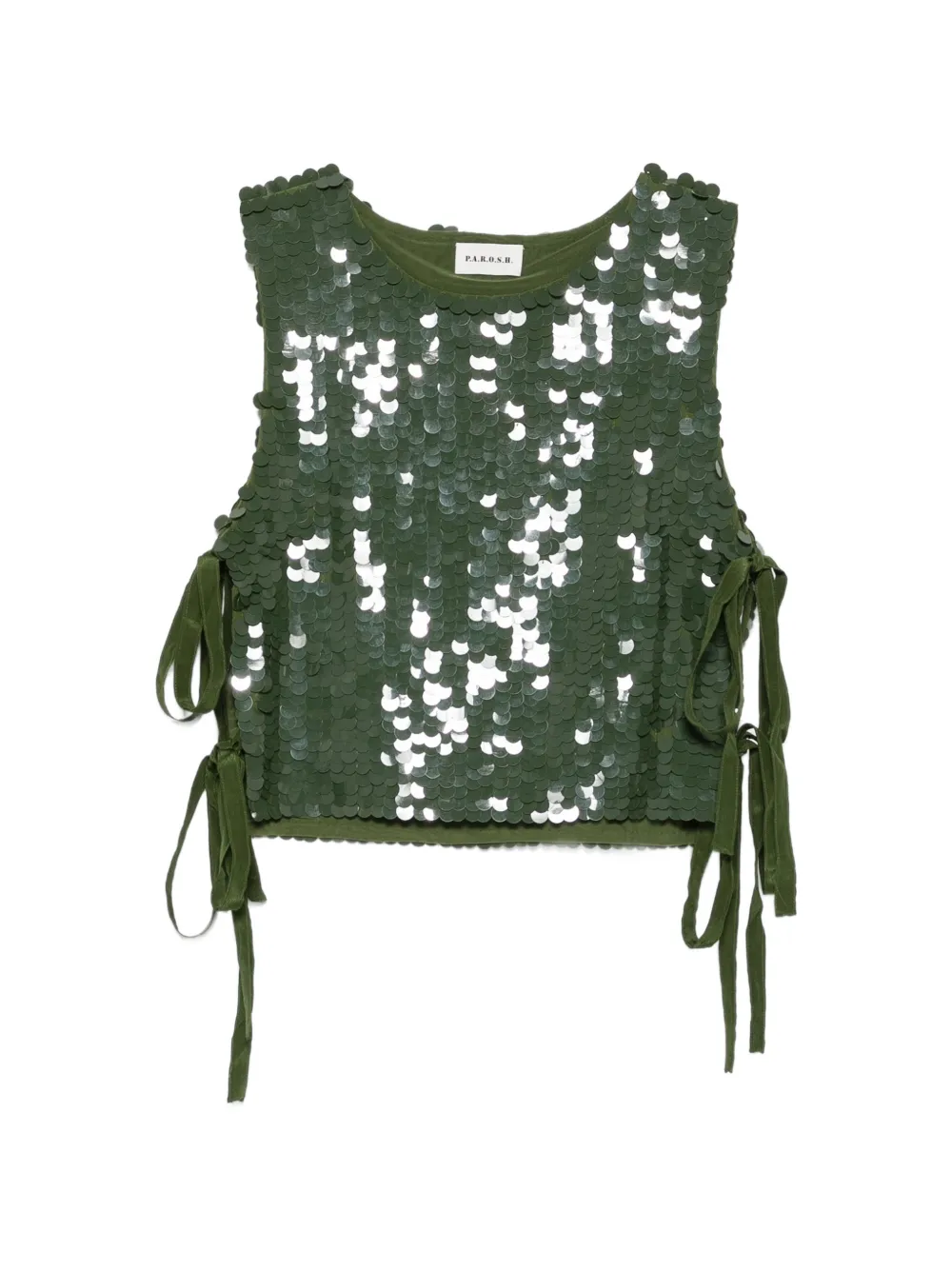 P.A.R.O.S.H. sequin-embellished side-tie top - Green