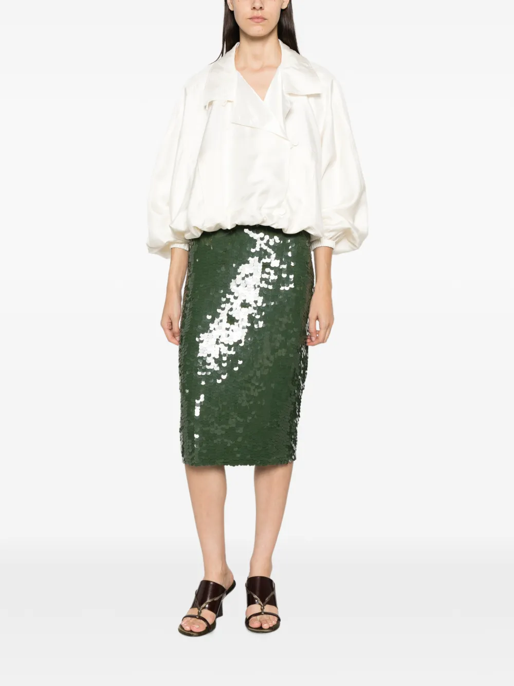 P.A.R.O.S.H. Midi-rok met pailletten Groen