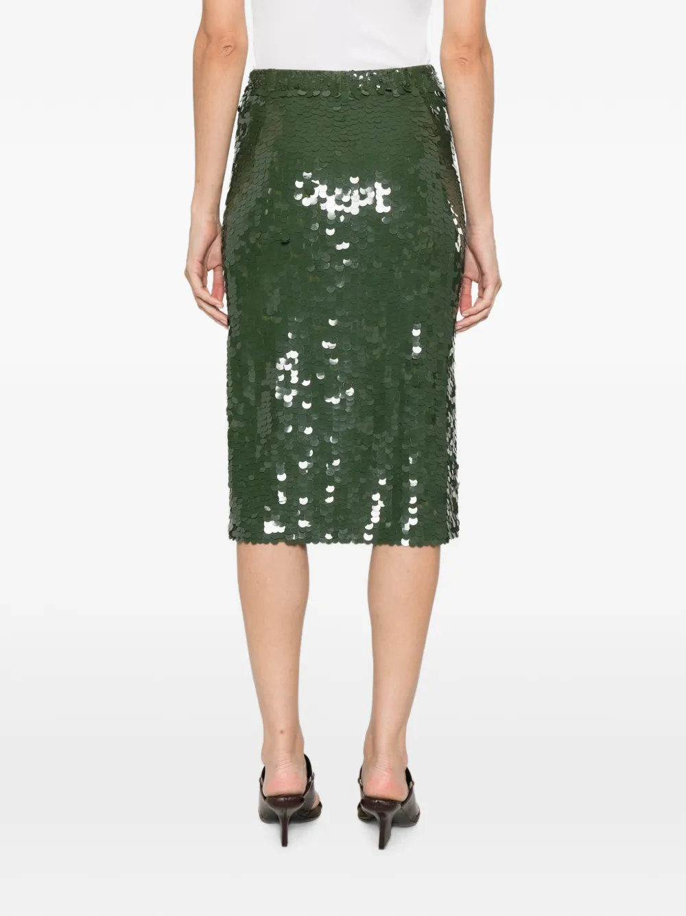 P.A.R.O.S.H. Midi-rok met pailletten Groen