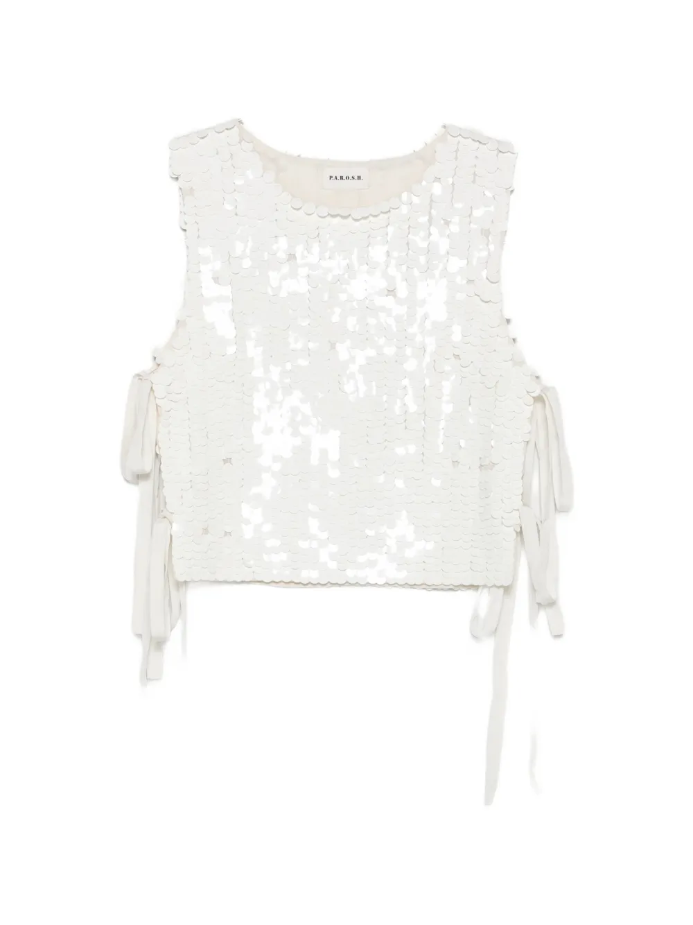 P.a.r.o.s.h Sequin-embellished Side-tie Top In White
