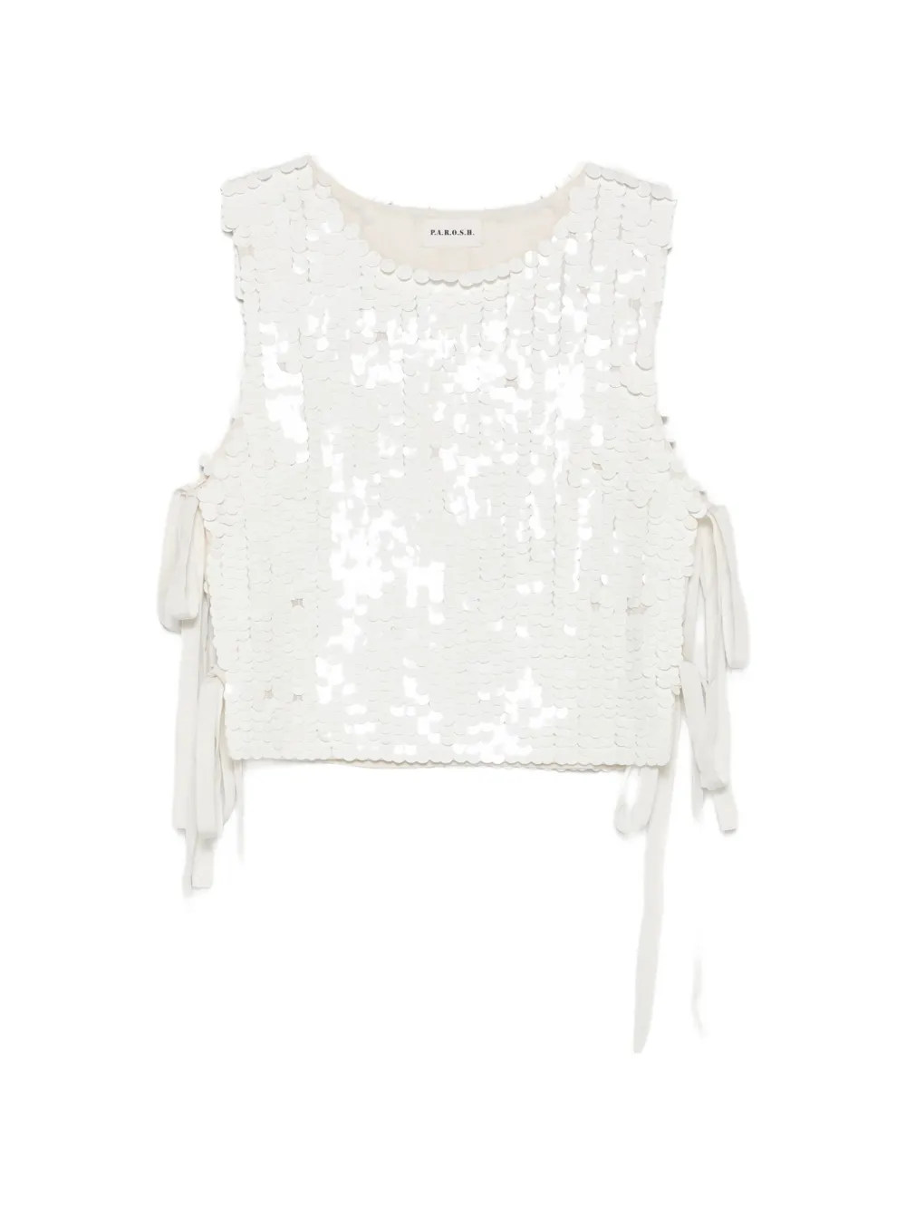 P.A.R.O.S.H. sequin-embellished side-tie top - Bianco