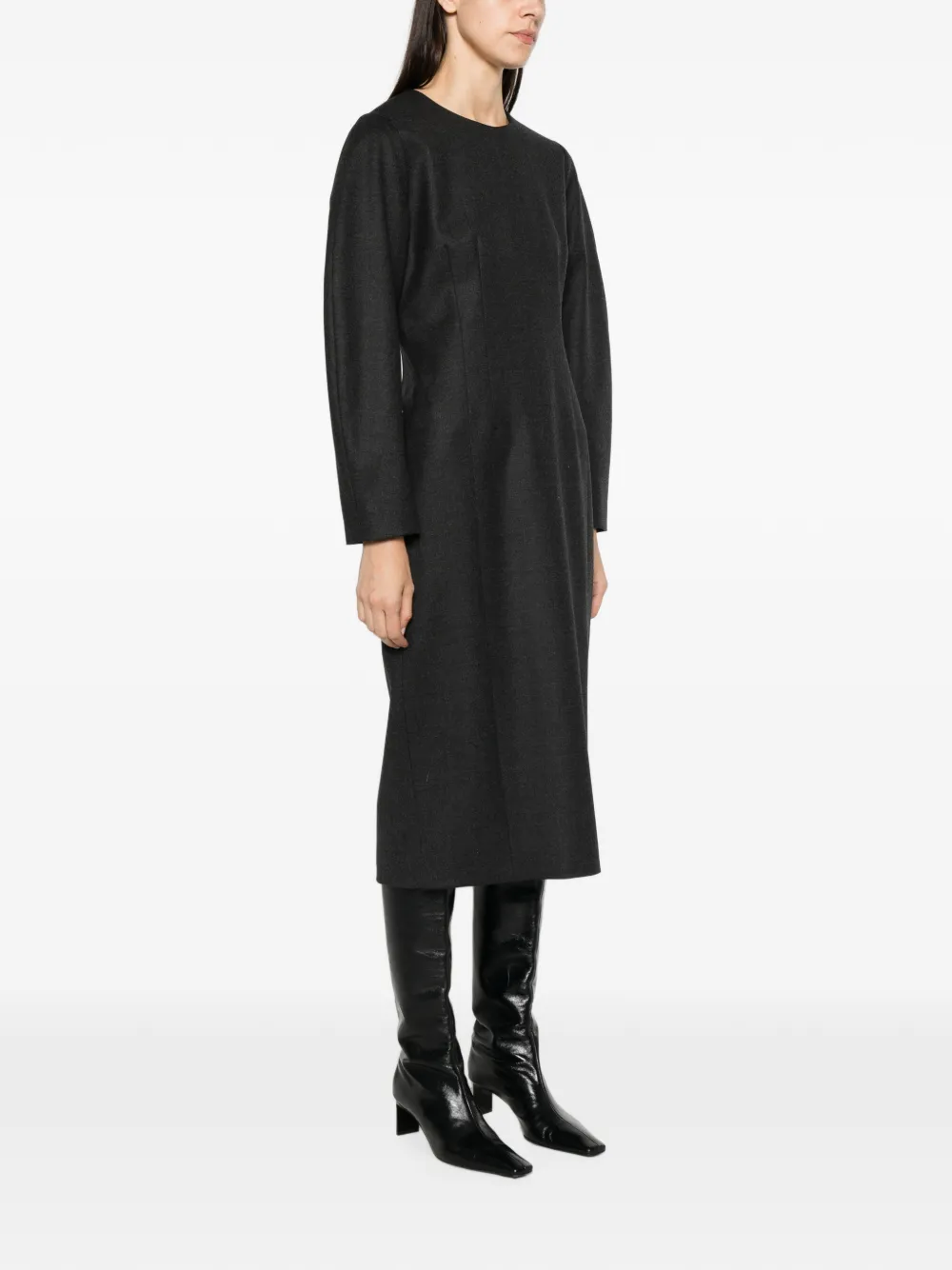P.A.R.O.S.H. Maxi-jurk met ronde hals Grijs