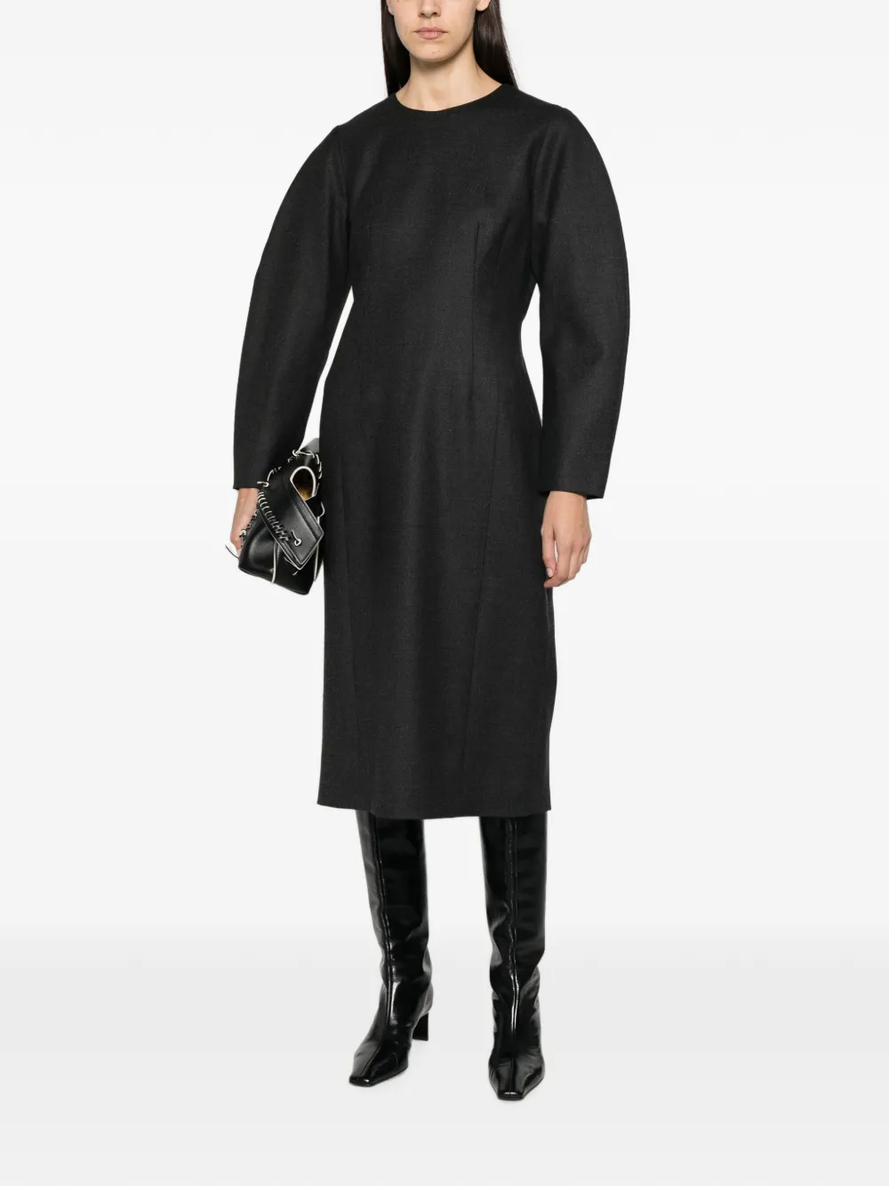 P.A.R.O.S.H. Maxi-jurk met ronde hals Grijs