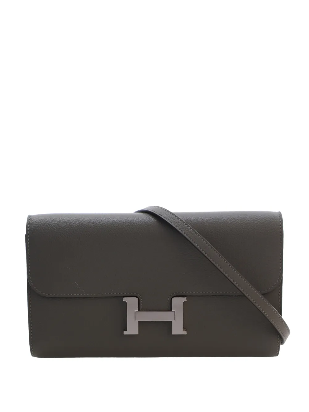 Pre-owned Hermes 2024 Epsom Constance Long To Go Wallet Crossbody Bag In Grey