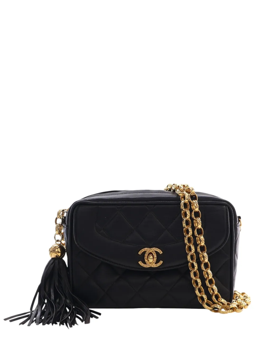CHANEL Pre-Owned 1991-1994 Small Quilted Lambskin Diana Tassel Camera Bag crossbody bag - Black