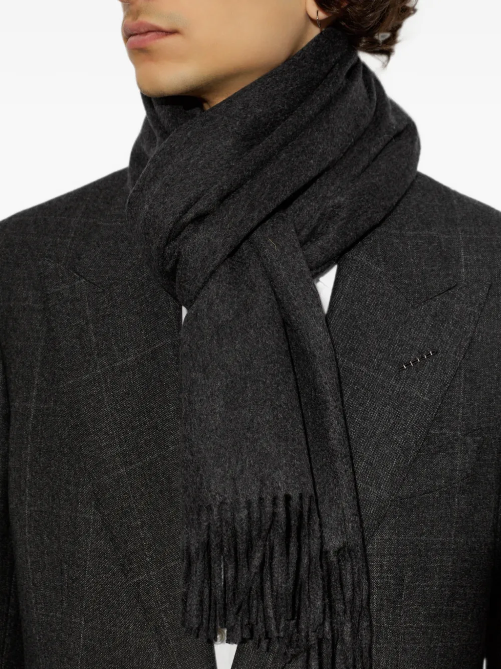 TOM FORD fringed cashmere scarf Zwart
