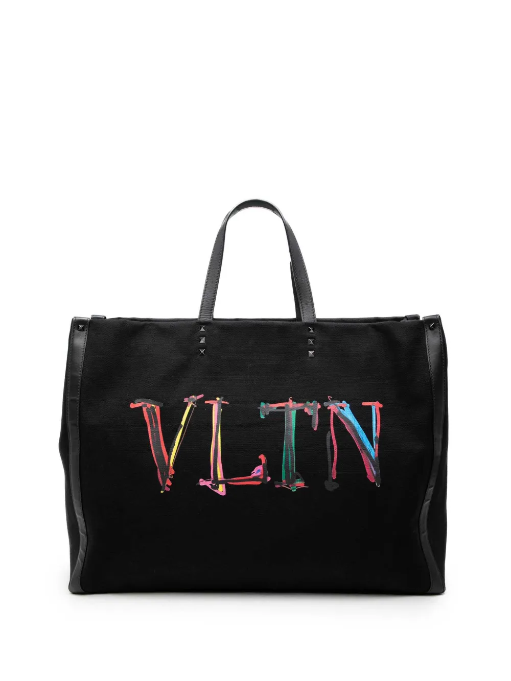 Valentino Garavani Pre-Owned 2018-2026 Large Canvas Rockstud VLTN Tote satchel - Nero