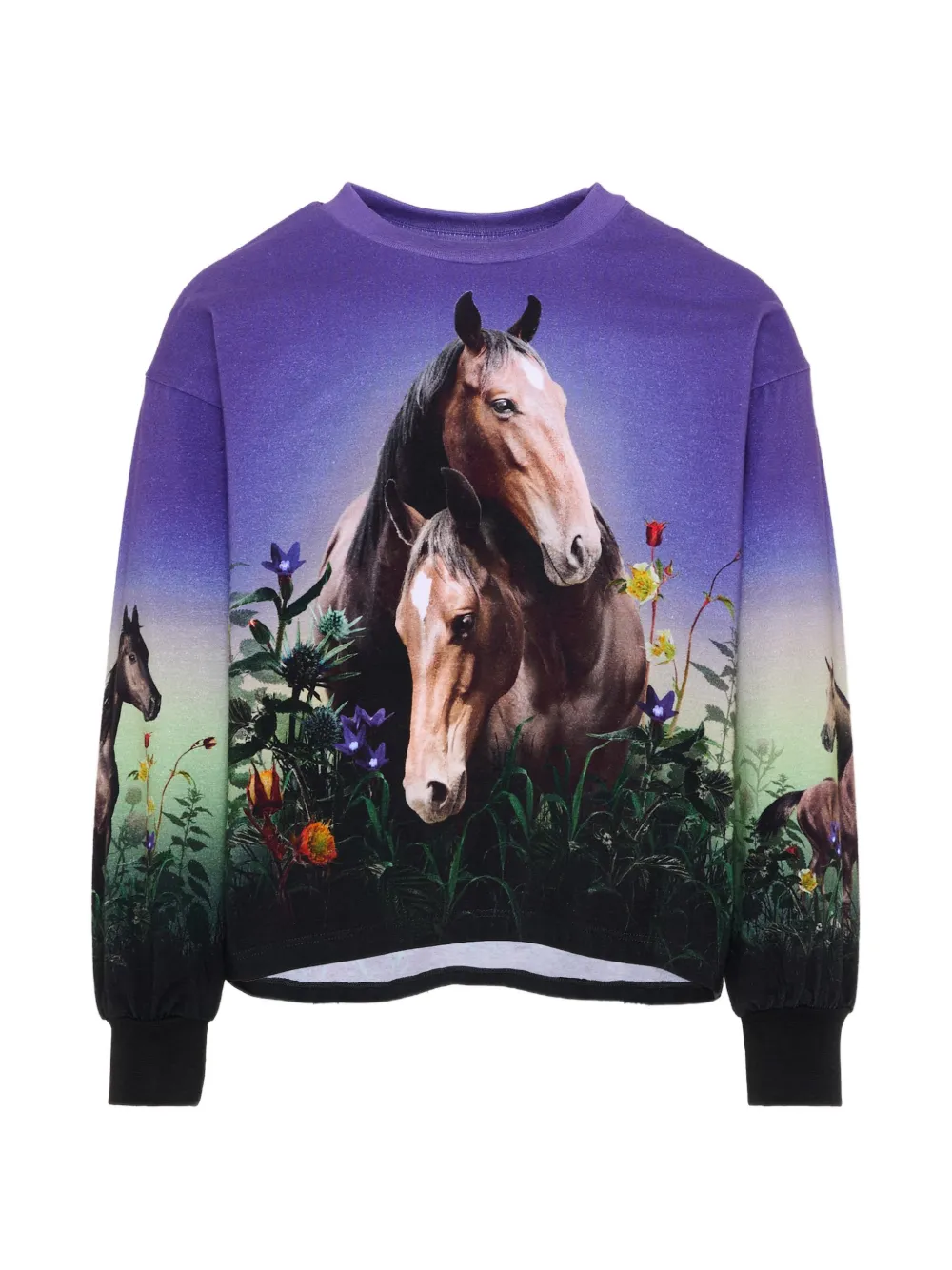 Molo Reniza horse-print long-sleeve T-shirt - Viola