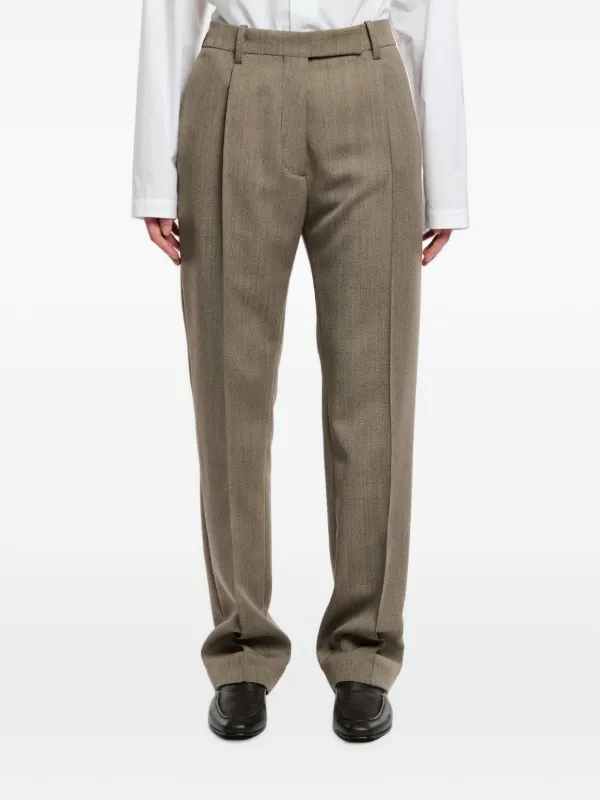 Studio Nicholson Pin-tuck Tailored Trousers in Neutrals