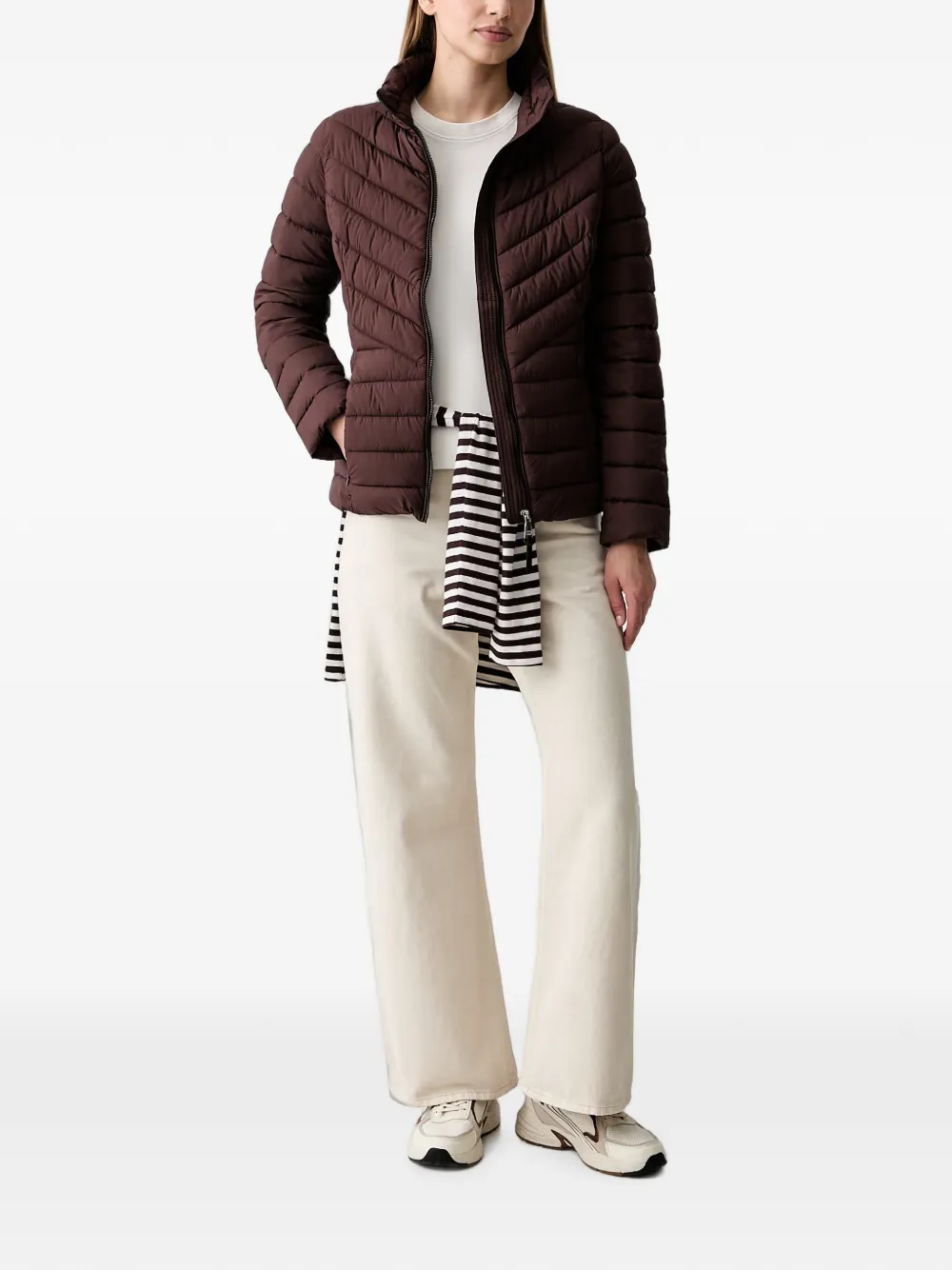 DKNY Gewatteerd jack met hoge hals Bruin
