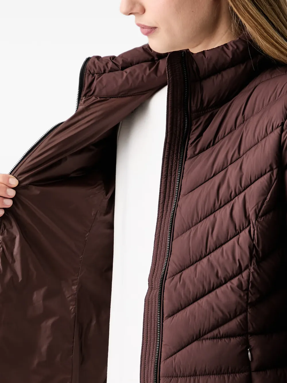 DKNY Gewatteerd jack met hoge hals Bruin