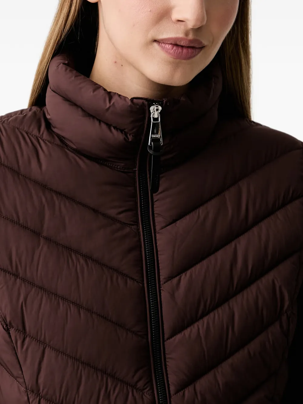 DKNY Gewatteerd jack met hoge hals Bruin