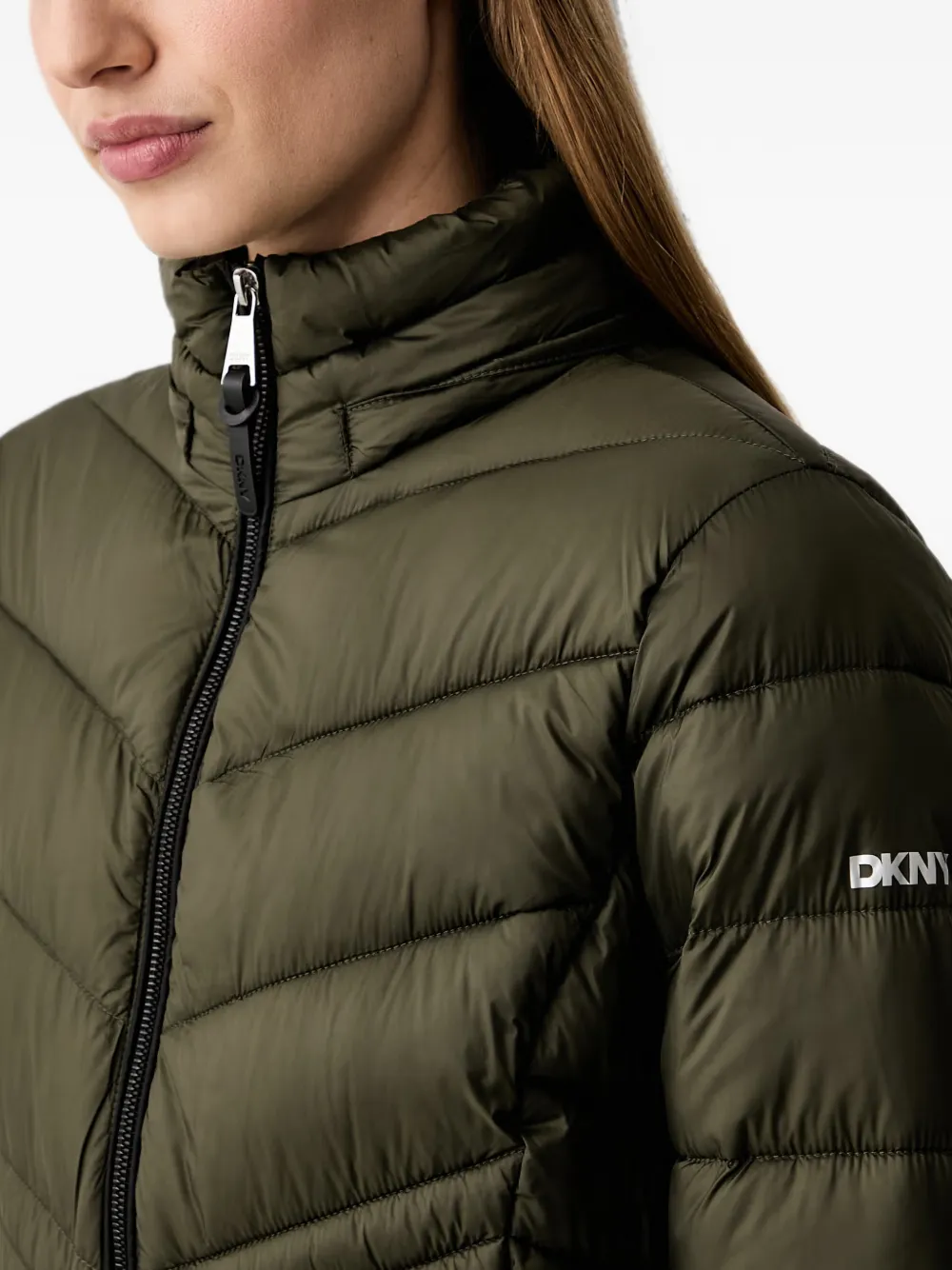 DKNY quilted hooded jacket Groen