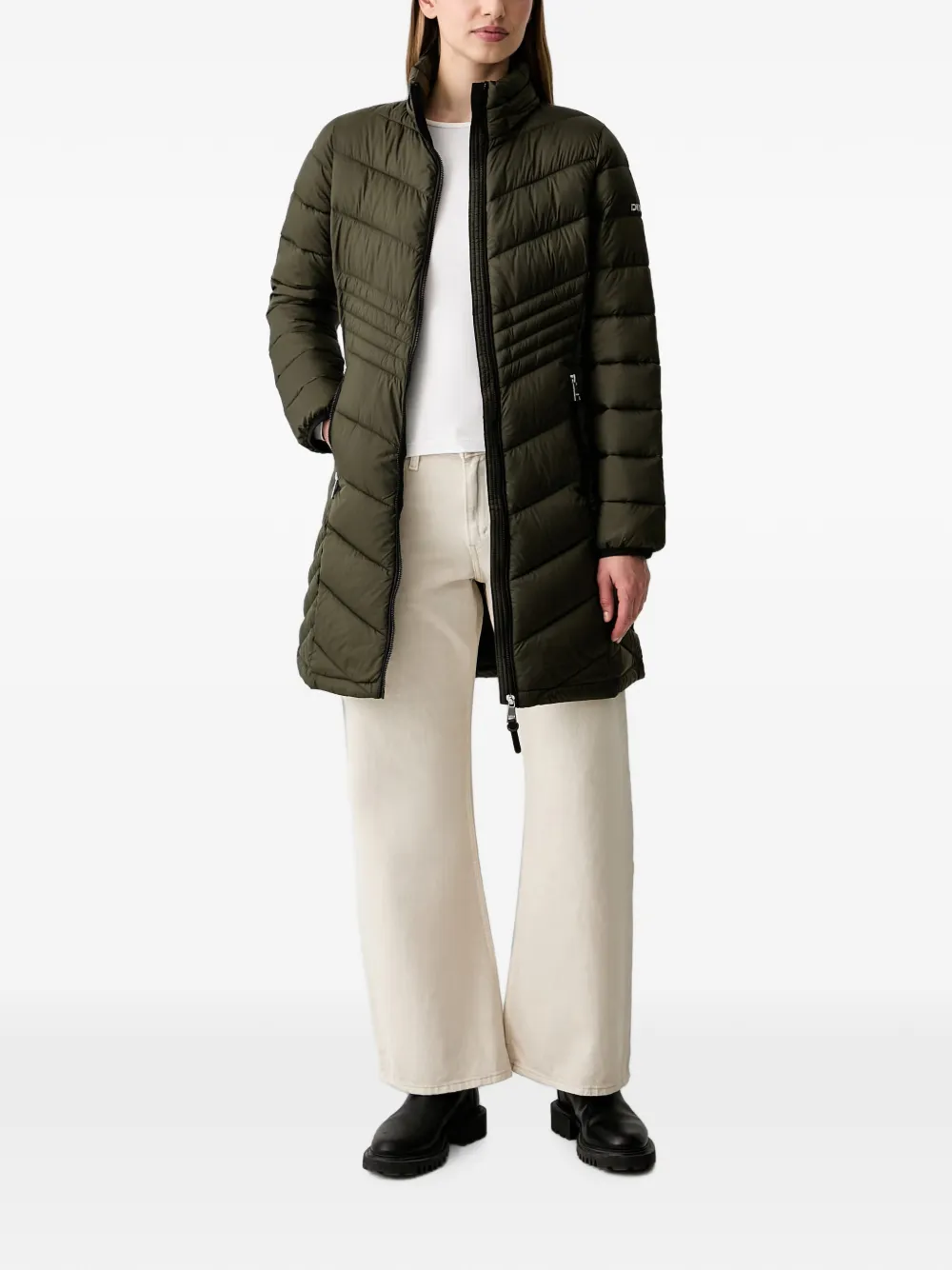 DKNY quilted hooded jacket Groen