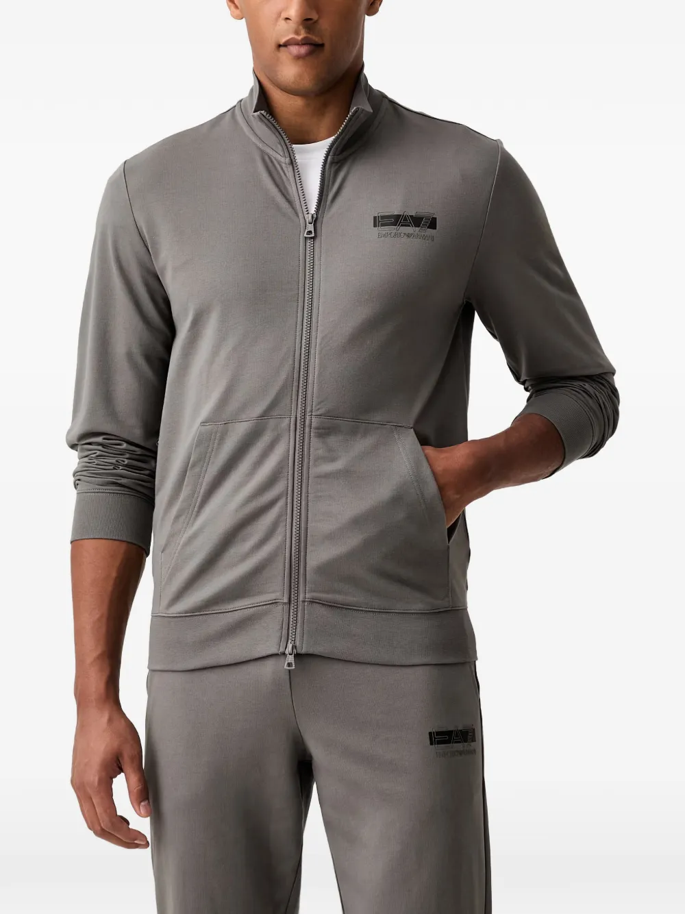 Ea7 Emporio Armani logo-print zip-up sweater - Grau