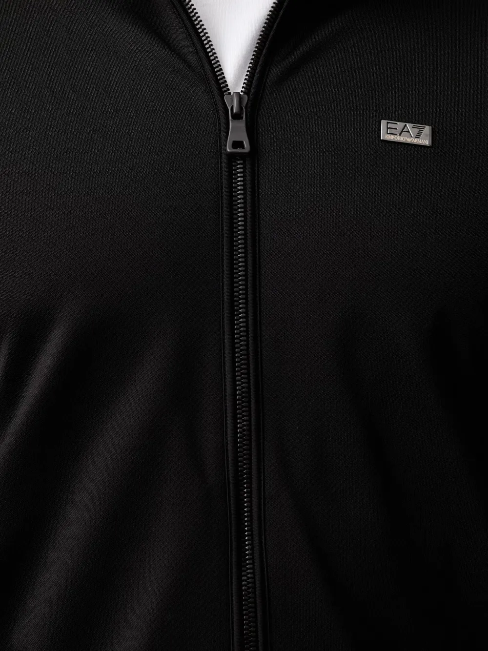 Ea7 Emporio Armani Trui met logo-plakkaat en rits Zwart