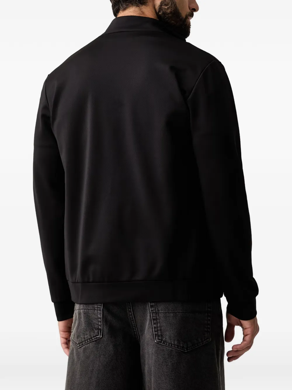 Ea7 Emporio Armani Trui met logo-plakkaat en rits Zwart