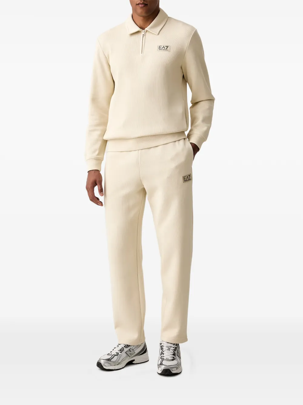 Ea7 Emporio Armani Trainingsbroek met logopatch Beige