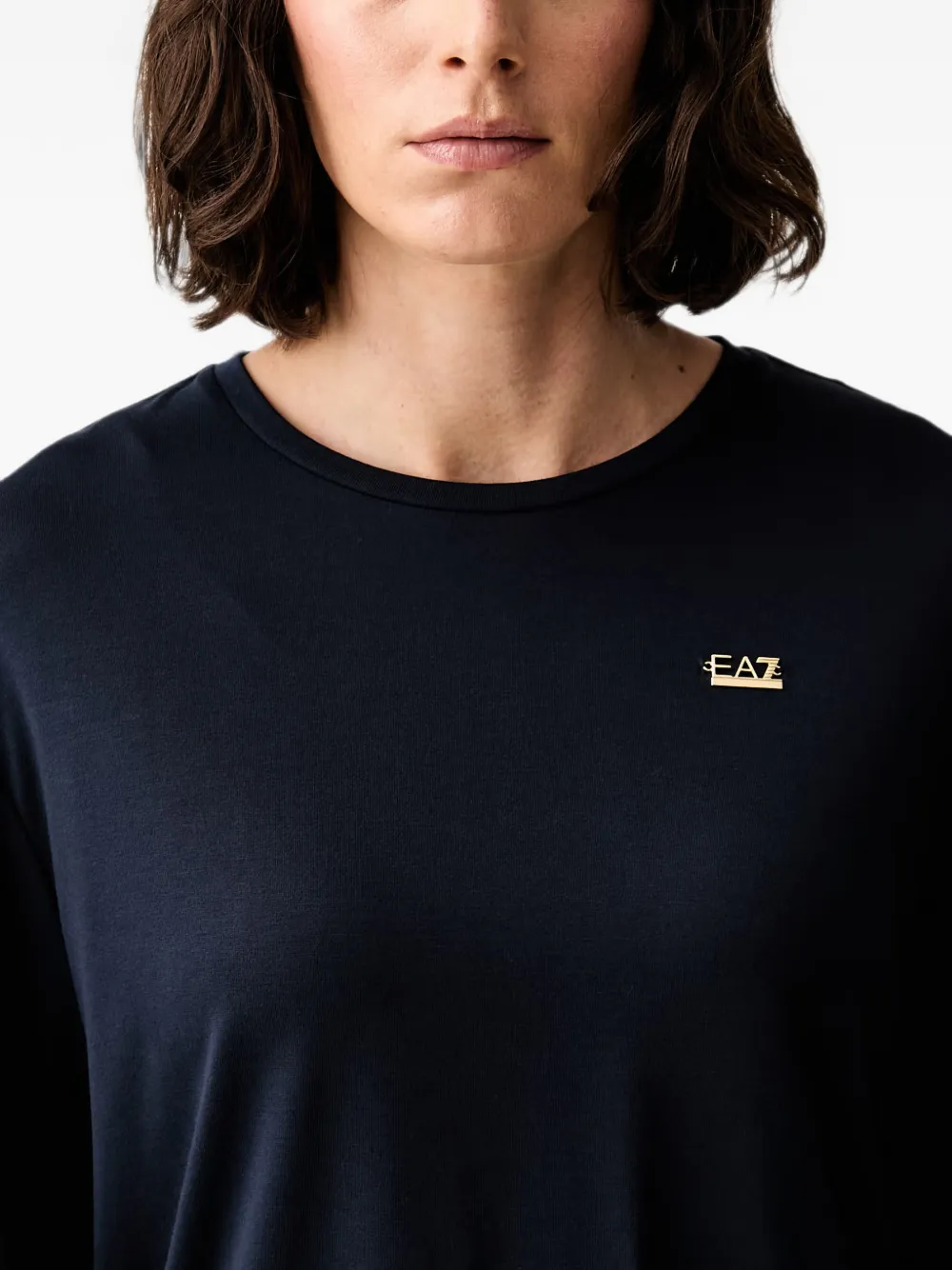Ea7 Emporio Armani logo-plaque long-sleeve T-shirt Blauw