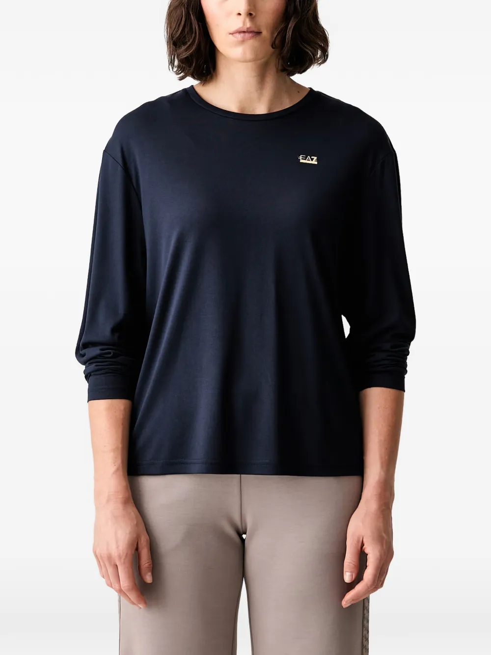 Ea7 Emporio Armani logo-plaque long-sleeve T-shirt - Blu