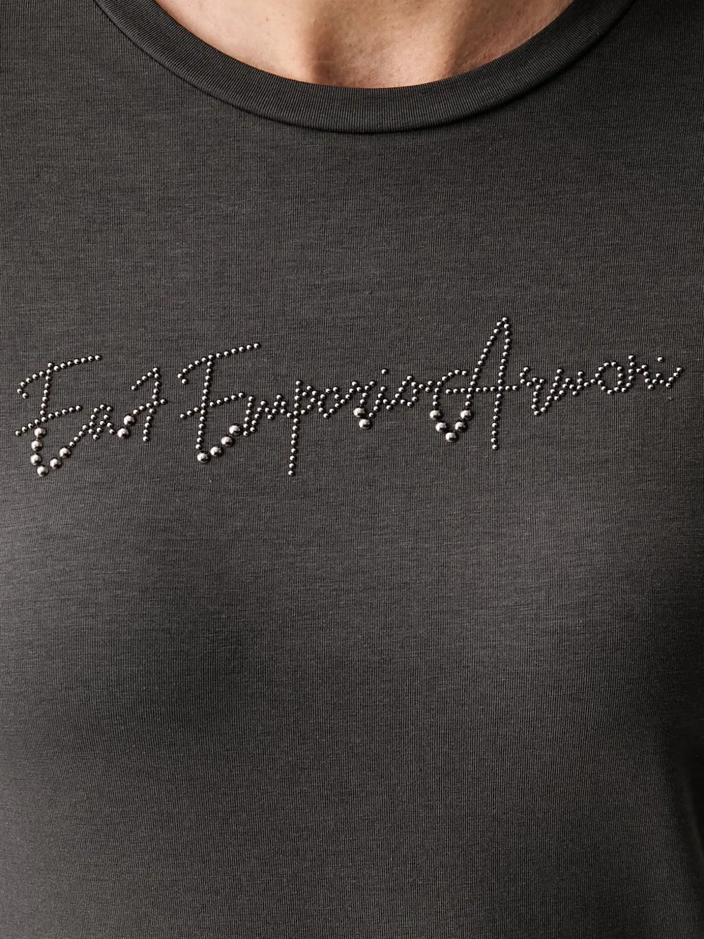 Ea7 Emporio Armani T-shirt verfraaid met stras Grijs