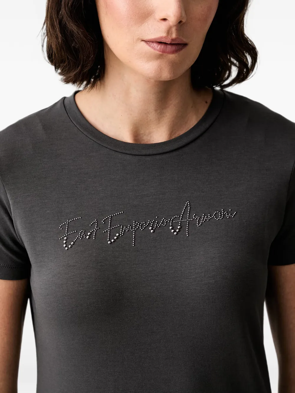 Ea7 Emporio Armani T-shirt verfraaid met stras Grijs