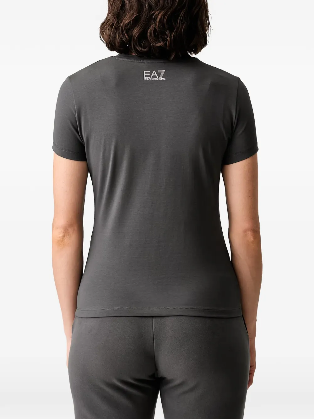 Ea7 Emporio Armani T-shirt verfraaid met stras Grijs